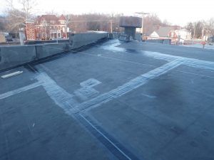 A repaired commercial roof in St. Louis, Missouri