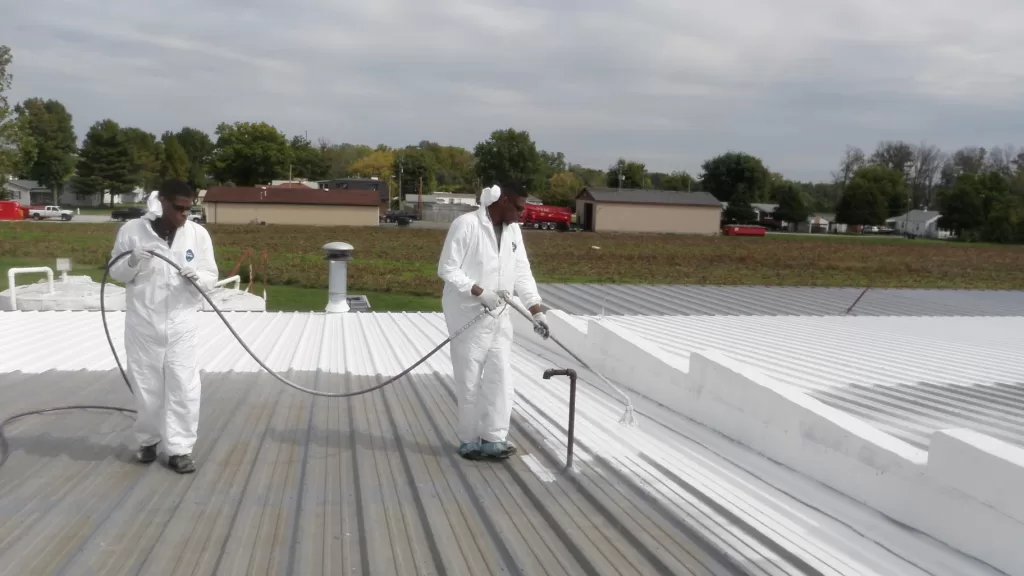 A new commercial roof with coating in St. Louis, Missouri